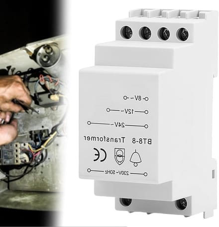 Transformator voor deurbel en chime met lage spanning - 8 V/12 V/24 V, DIN-rail gemonteerd, compact en veilig, ideaal voor thuisgebruik