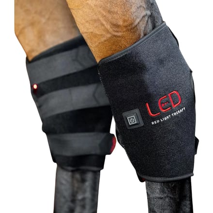 Horseware LED Rode Lichttherapie Linker Hock Boot Zwart/Zwart Voorzijde Links
