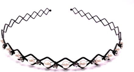 Diadeem gaas met parels+diamanten