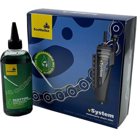 Elektronische kettingsmeer + biodegradable groene smeermiddel Scottoiler