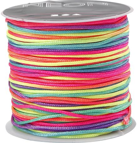 Macramé koord, dikte 1 mm, neon kleuren, 28 m/ 1 rol
