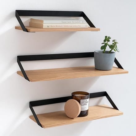 Zwevende Wandplanken Set - Finn - Eiken Houtfineer en Metaal
