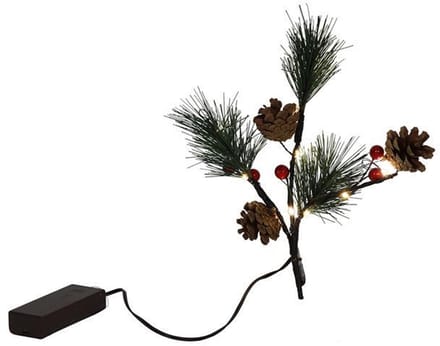 Svenska Living kunsttak kerstdecoratie met LED verlichting 20cm rood.
