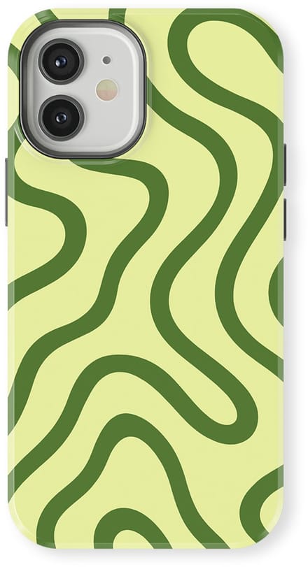 DripCase Curvy Lines Hoesje geschikt voor iPhone 12 Mini | Backcover met Mag | Design Tough Case geschikt voor iPhone 12 Mini Leaf Loop