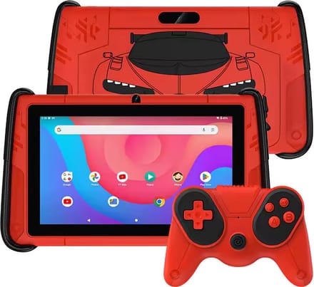 K7 Pro Kindertablet - met 2 draadloze controllers - Ouderlijk toezicht - Android 15 - 64gb - 7inch - vanaf 3 jaar - waterdicht- rood
