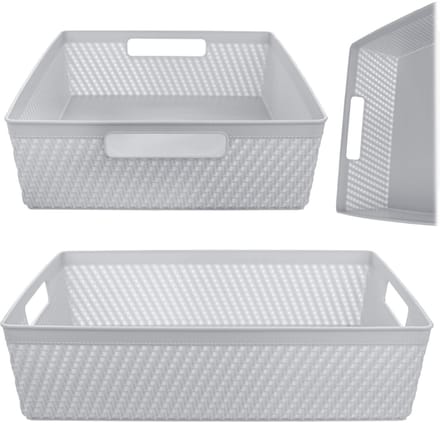 Lioni rechthoekige mand 33 x 26 x 8 cm lichtgrijs