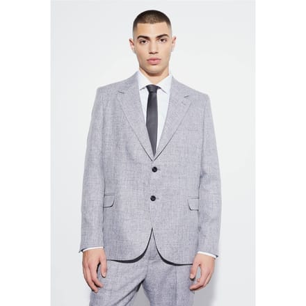 Oversized Boxy Textured Marl Blazer | Light Grey | Size 48