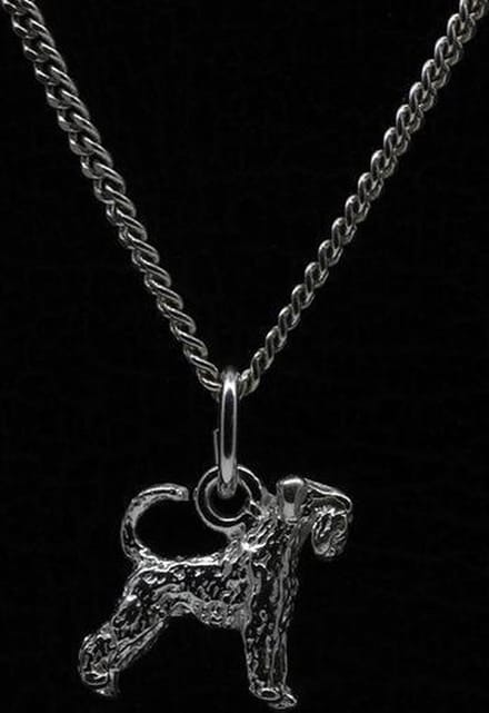 Zilveren Riesen schnauzer oren ongecoupeerd met staart ketting hanger - klein
