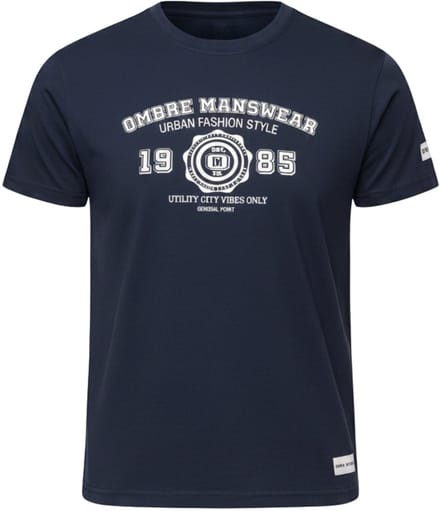 OMBRE T-shirt - Regular Fit - Katoen - Korte Mouw Marine M