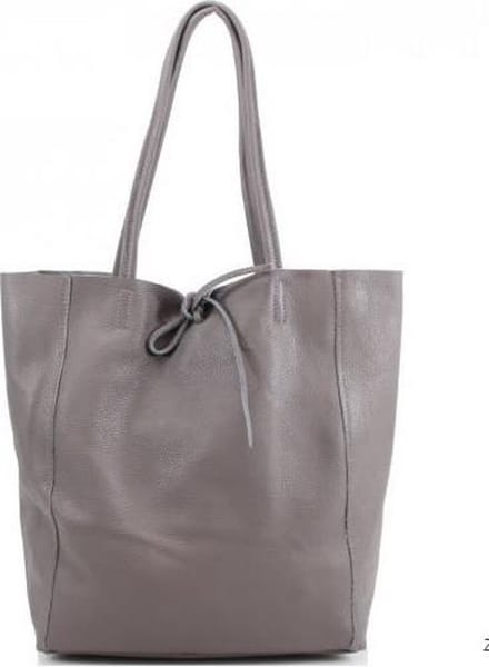 Grijze leren shopper met een ritsvak binnen in