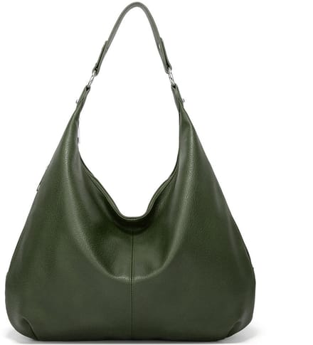 Dames Schoudertas - Zachte PU Leren Shopper - Grote Opbergruimte - Groen - Met Rits
