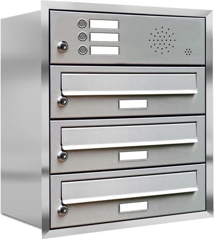 Inbouw met intercom 3 adressen(rand)_Brievenbus met intercompaneel inbouw_3_adressen__RVS
