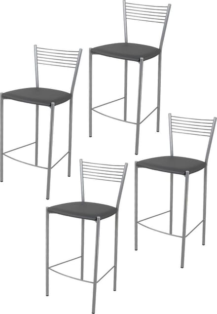 Tommychairs Elegance - Eetkamerstoelen - Set van 4 - Chroom & Wit - Kunstleer