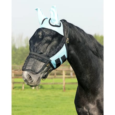 Qhp Vliegenmasker Met Afneembare Neusflap Lichtblauw - extra Groot