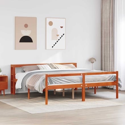 vidaXL - Bedframe - met - plank - met - opslag - 2 - st - Wasbruin - Massief - vurenhout