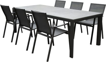 New Valley Angora dining tuinset 220x100x74,5 cm 7 delig antraciet