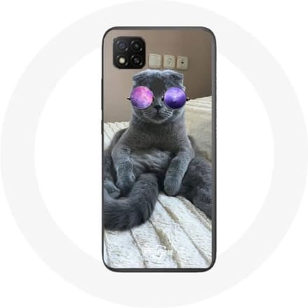 Xiaomi Redmi 9C Cat-hoesje met paarse bril