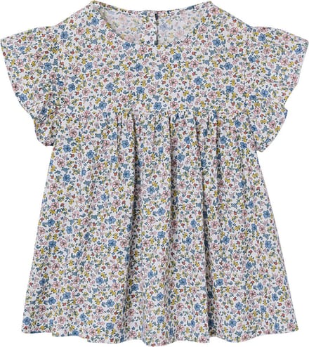 Vertbaudet Gebloemde meisjesblouse met korte mouwen en ruches
