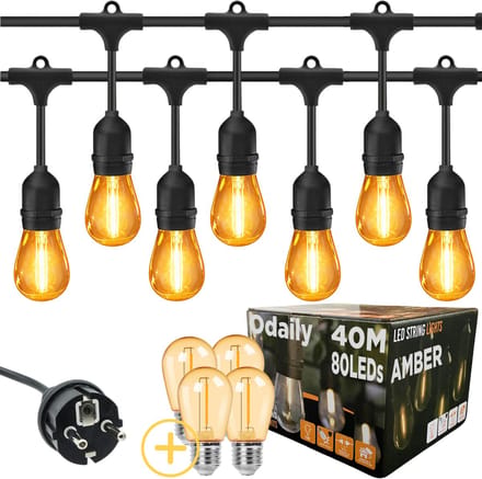 Odaily Lichtsnoer Amber - 40 Meter - 80 LED Lampen - Extra Warm Wit Licht - Professionele Kwaliteit