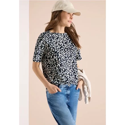 Shirt met boothals en leoprint