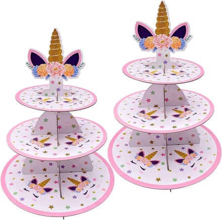 2 Setten Taartstandaards met 3 Lagen van Karton voor Cupcakes en Gebak
