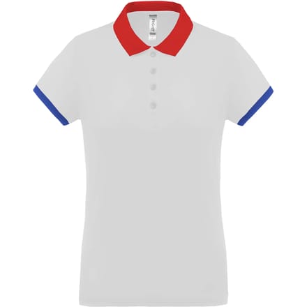 Damessportpolo 'Proact' met korte mouwen White/Red/Royal Blue - S