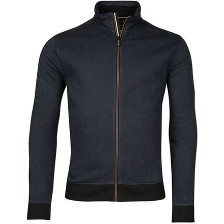 Baileys Vest Yarn Dyed Jacquard Doubleface Interlock Sweat Cardigan Zip Mid Denim Blue / male