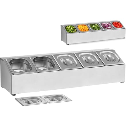 GN containerhouder - incl. 5 GN 1/6 containers met deksel - Royal Catering