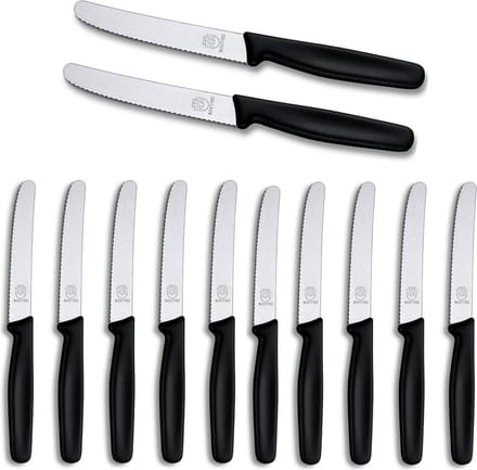 RÖR Solingen Tafelmes met Kartel - RVS - Lemmet 10.5 cm - Zwart - 12 Stuks