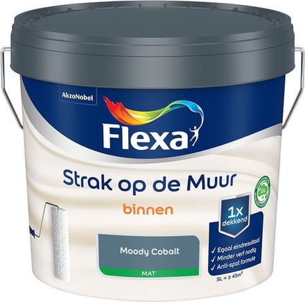 Flexa - Strak Op De Muur Binnen Mat - Moody Cobalt - Mengverf - 5 L