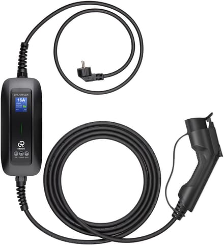 EROCK Pro Mobiele Lader Type 1 naar Schuko – 5 Laadstanden, LCD-scherm, Uitgesteld Laden en Memory functie
