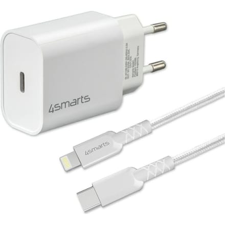 4smarts VoltPlug 20W USB-C Adapter met Lightning Kabel 1.5 Meter Wit