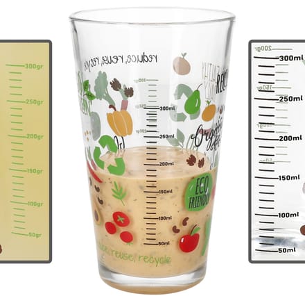 Drinkglas ORGANIC GEMÜSE met kleurrijke motieven & maatverdeling – 67620