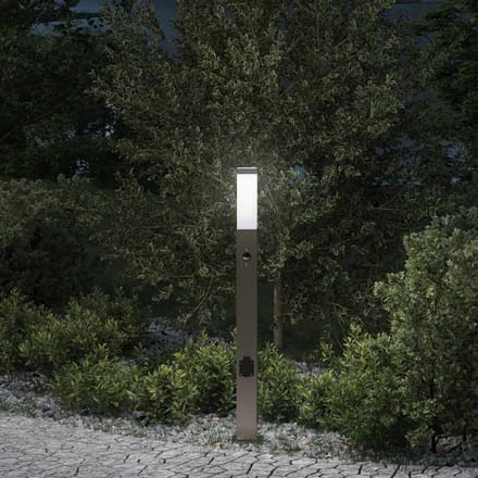 vidaXL Bolderarmatuur met sensor en stopcontact 80 cm roestvrij staal IP44