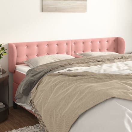 vidaXL - Hoofdbord - met - randen - 203x23x78/88 - cm - fluweel - roze