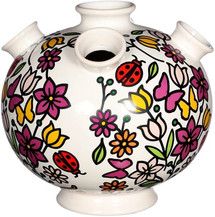 Tulpenvaas - vaas - Doodle - diverse kleuren - wit - H 18 cm - Ø 18 cm