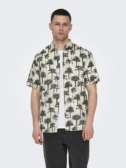 ONLY&SONS - ONSBRONX REG AOP POPLIN SS SHIRT - Heren - Overhemden