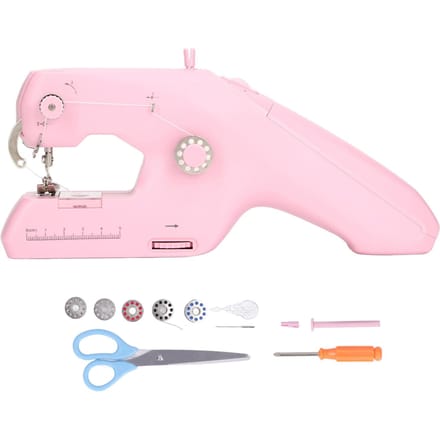 Handnaaimachine Roze Huishoudelijk Klein Draagbaar Elektrisch Dubbeldraads Naaigereedschap voor DIY US Plug white
