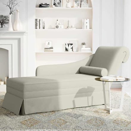 vidaXL - Chaise - longue - met - bolster - en - rechterarmleuning - fluweel - crème