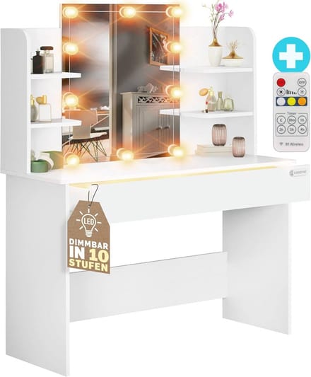 Moderne Kaptafel met LED Verlichting en Lichtafstandssensor - Wit