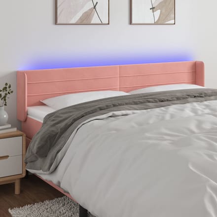 vidaXL - Hoofdbord - LED - 183x16x78/88 - cm - fluweel - roze