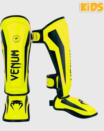 Venum Elite Kids Kinder Scheenbeschermers Geel Zwart - S