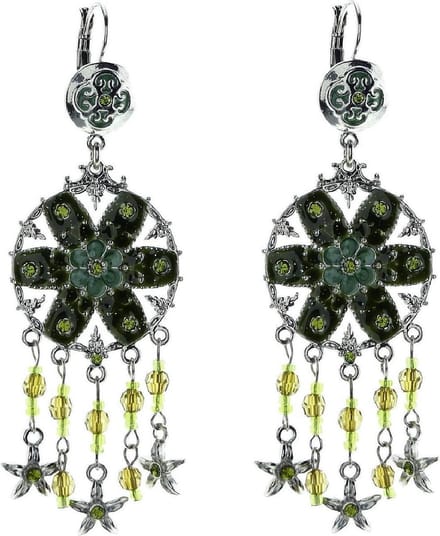 Behave - Statement oorbellen groen bloemdesign - Bohemian chic look