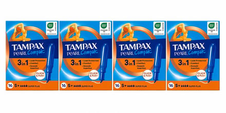 Tampax Pearl Compak Super PlusTampons - Tampons met Inbrenghuls - 4 x 16 stuks