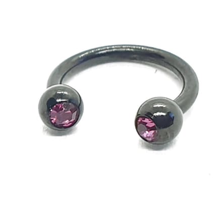 Zwart Met Steentjes - Neus / Septum / Helix Piercing
