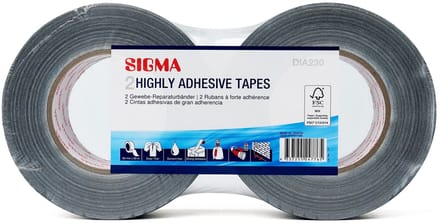 Sigma Textieltape, Duckt Tape, 50 mm x 50 m, zwart, 2 stuks
