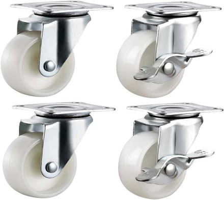 Set van 4 Nylon Zwenkwielen met Remmen - 50 mm Diameter