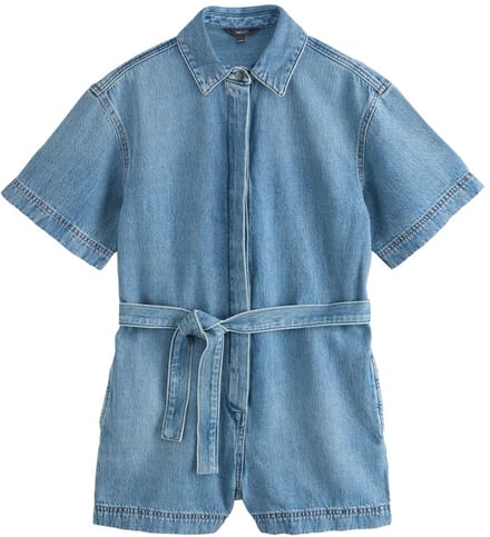 Next - Dames - Denim playsuit met riem en korte mouwen - Blauw