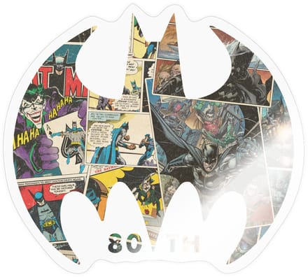Batman 80th Anniversary Comic Logo Sticker Maat S (max. 10 x 10cm)