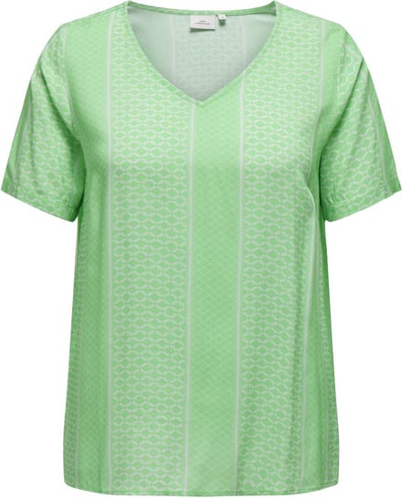 ONLY CARMAKOMA CARMARRAKESH LIFE SS TOP V-NECK AOP Dames Top - Maat 44